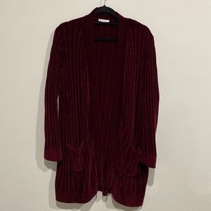 Costco Chenille Cardigan Marty M Bergundy Rose Wine XL